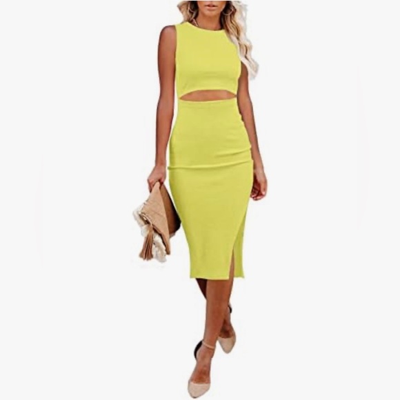 Dresses & Skirts - D142 Uusollecy Women’s Cutout Side Slit Bodycon Midi Dress - Size: Large